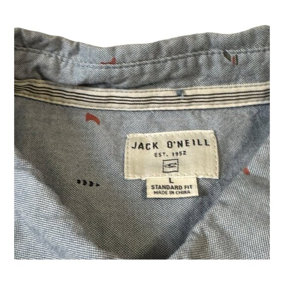 Jack O’Neill Men’s L Gray Cotton Button Up Shirt Surf Print Standard Fit Casual - Picture 2 of 10
